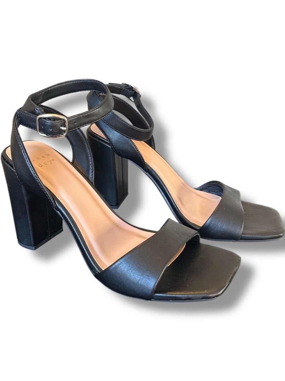 Women's A New Day Black Tan Block Heel Sandals Size 7.5 - Picture 4 of 5